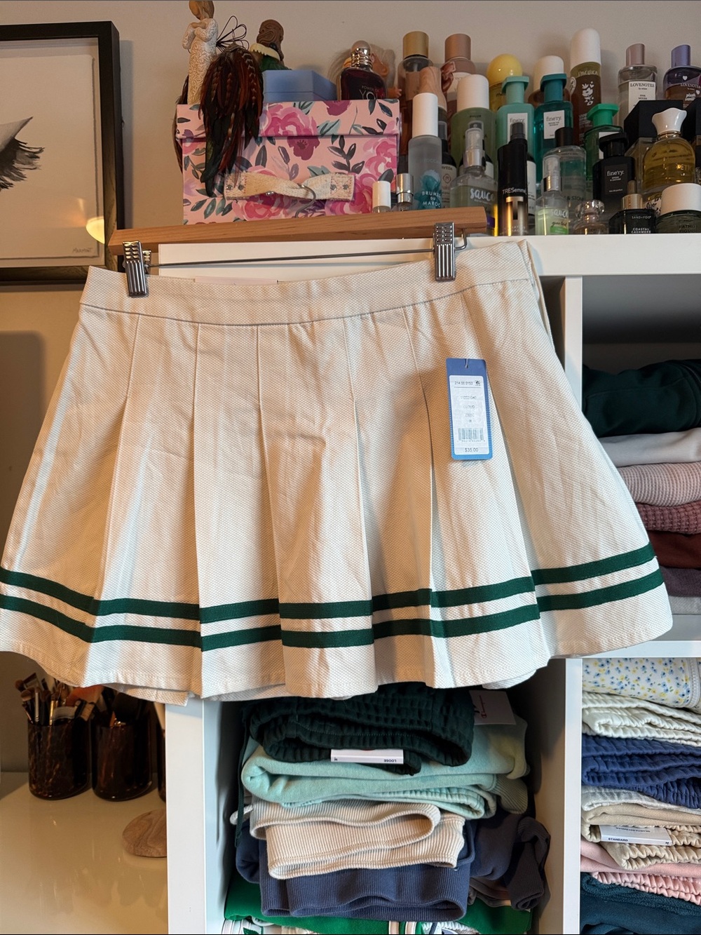 Prince Pickleball x Target Pleated Mini Skirt w Dark Green Stripes Size Med NWT